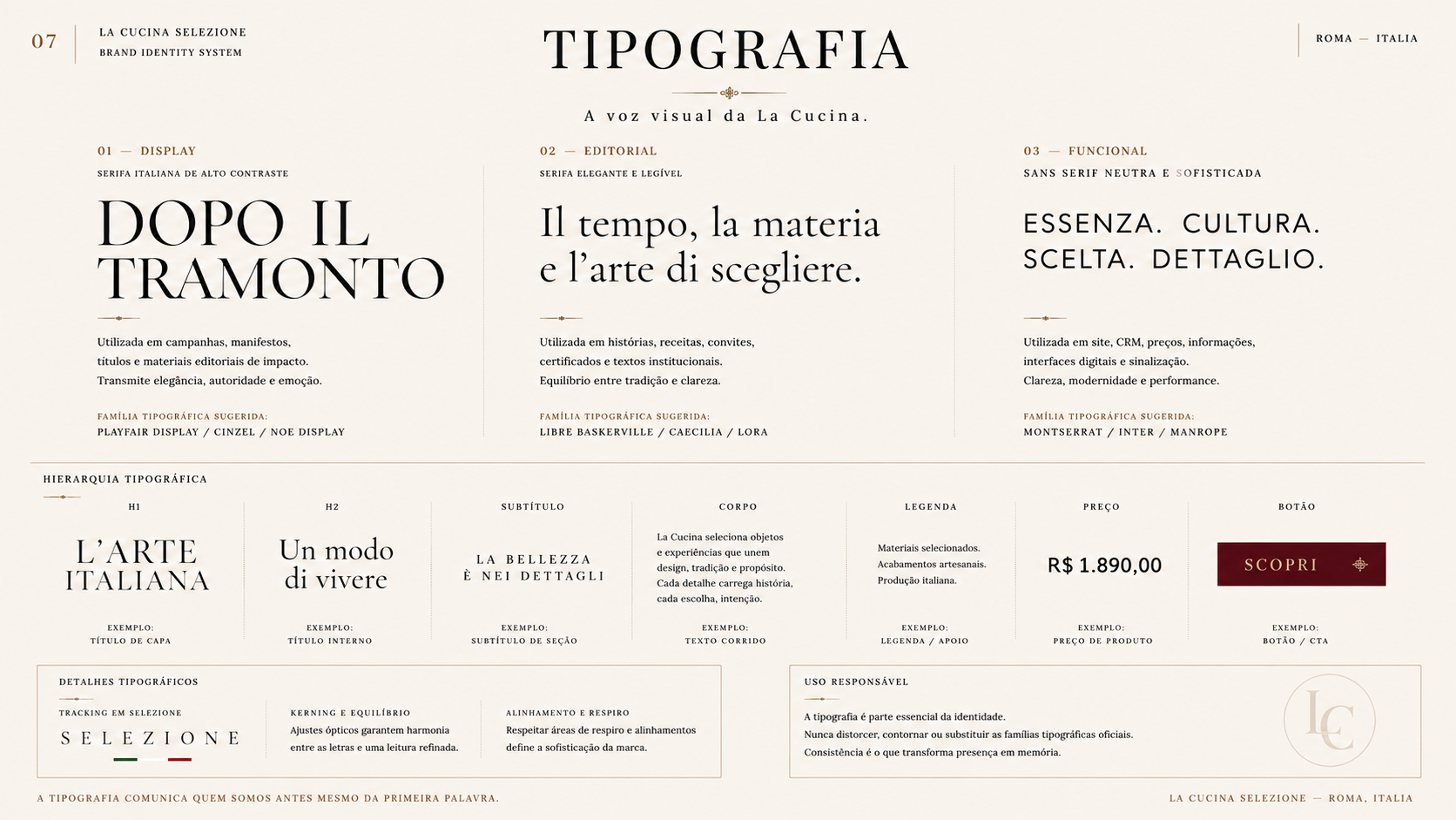 Board tipográfico com display, editorial, funcional e hierarquia